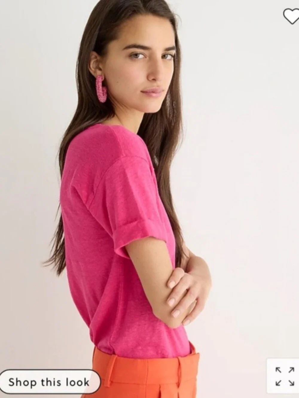 J. Crew Hot Pink Linen Shirt